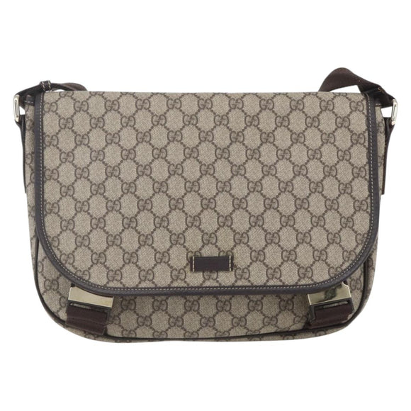GUCCI GG Supreme Shoulder Bag PVC Beige Gold 201732 Auth SW1915