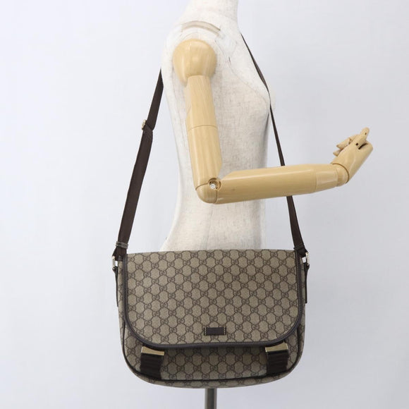 GUCCI GG Supreme Shoulder Bag PVC Beige Gold 201732 Auth SW1915