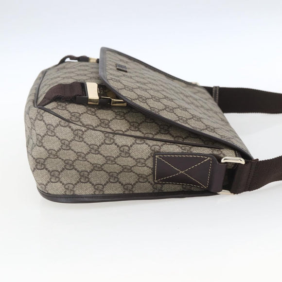 GUCCI GG Supreme Shoulder Bag PVC Beige Gold 201732 Auth SW1915