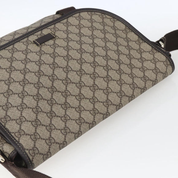 GUCCI GG Supreme Shoulder Bag PVC Beige Gold 201732 Auth SW1915