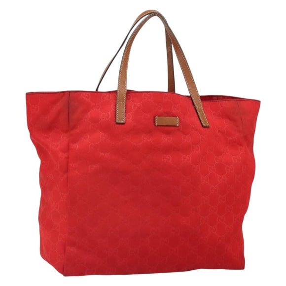 GUCCI GG Nylon Tote Bag Red 282439 Auth SW1916