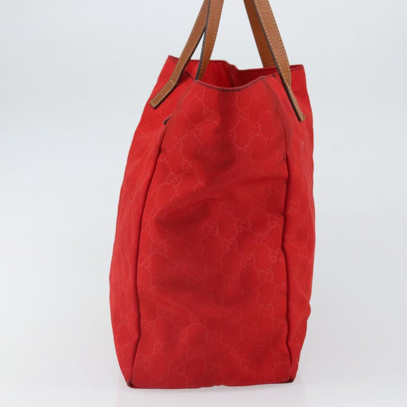 GUCCI GG Nylon Tote Bag Red 282439 Auth SW1916