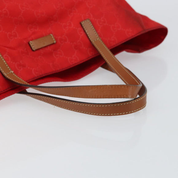 GUCCI GG Nylon Tote Bag Red 282439 Auth SW1916