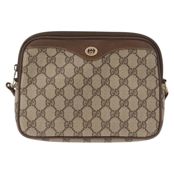 GUCCI GG Supreme Shoulder Bag PVC Beige Gold 56 02 068 Auth SW1918