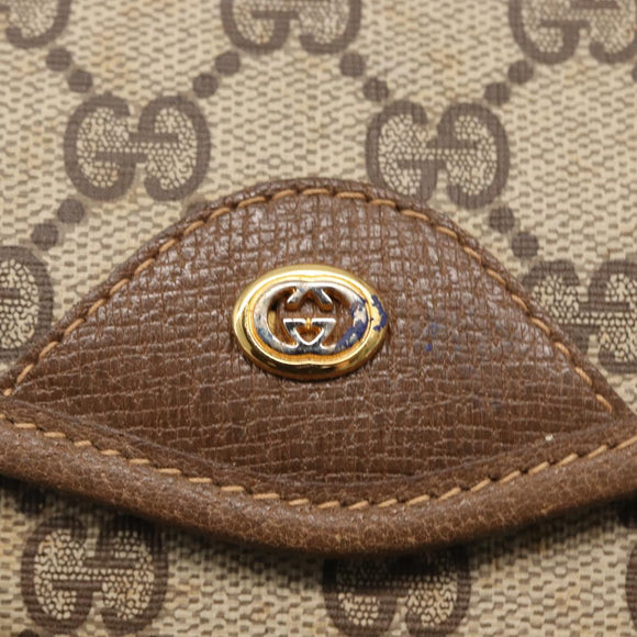GUCCI GG Supreme Shoulder Bag PVC Beige Gold Auth SW1919
