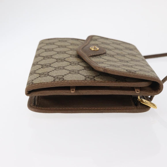 GUCCI GG Supreme Shoulder Bag PVC Beige Gold Auth SW1919