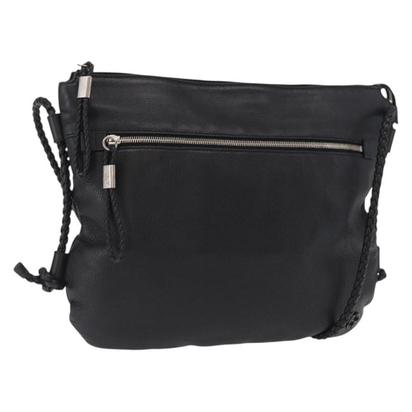 GUCCI Shoulder Bag Leather Black Silver 268244 Auth SW1920