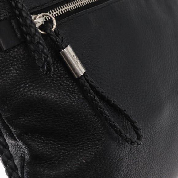 GUCCI Shoulder Bag Leather Black Silver 268244 Auth SW1920