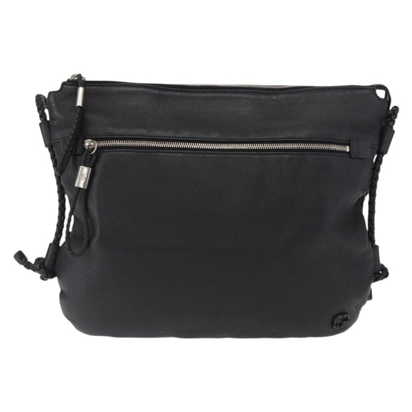 GUCCI Shoulder Bag Leather Black Silver 268244 Auth SW1920