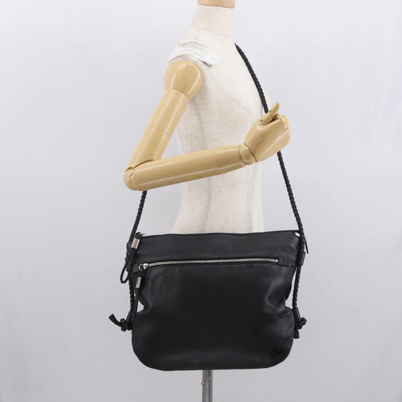 GUCCI Shoulder Bag Leather Black Silver 268244 Auth SW1920