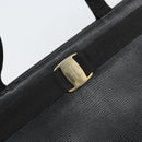 Salvatore Ferragamo Tote Bag Leather Black Gold Auth SW1922-14