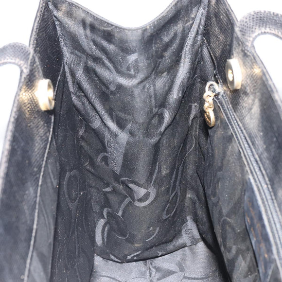 Salvatore Ferragamo Tote Bag Leather Black Gold Auth SW1922