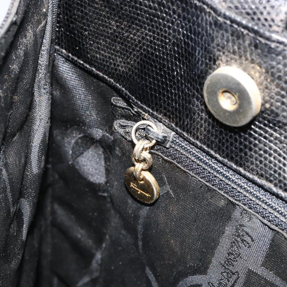 Salvatore Ferragamo Tote Bag Leather Black Gold Auth SW1922