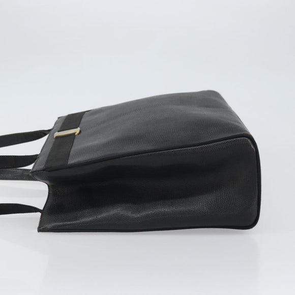 Salvatore Ferragamo Tote Bag Leather Black Gold Auth SW1922