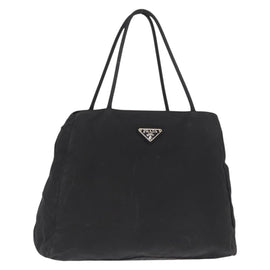 PRADA Hand Bag Nylon Black Silver Auth SW1923