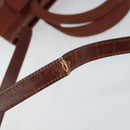 Salvatore Ferragamo Gancini Hand Bag Leather 2way Brown Gold Auth SW1925-10