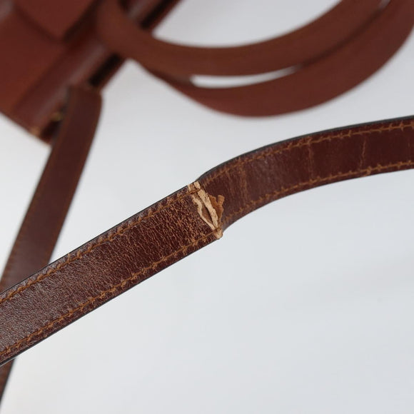 Salvatore Ferragamo Gancini Hand Bag Leather 2way Brown Gold Auth SW1925