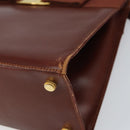 Salvatore Ferragamo Gancini Hand Bag Leather 2way Brown Gold Auth SW1925-13