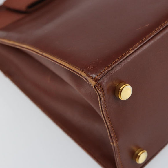 Salvatore Ferragamo Gancini Hand Bag Leather 2way Brown Gold Auth SW1925