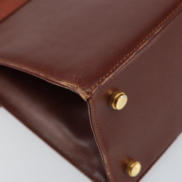 Salvatore Ferragamo Gancini Hand Bag Leather 2way Brown Gold Auth SW1925