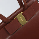 Salvatore Ferragamo Gancini Hand Bag Leather 2way Brown Gold Auth SW1925-17