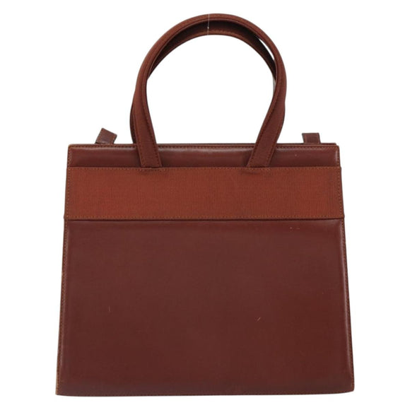 Salvatore Ferragamo Gancini Hand Bag Leather 2way Brown Gold Auth SW1925