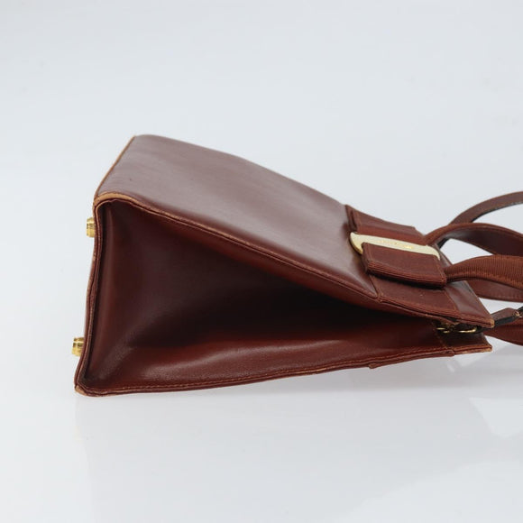 Salvatore Ferragamo Gancini Hand Bag Leather 2way Brown Gold Auth SW1925