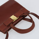 Salvatore Ferragamo Gancini Hand Bag Leather 2way Brown Gold Auth SW1925-6