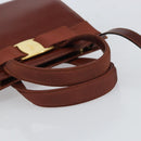 Salvatore Ferragamo Gancini Hand Bag Leather 2way Brown Gold Auth SW1925-7