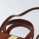 Salvatore Ferragamo Gancini Hand Bag Leather 2way Brown Gold Auth SW1925-8