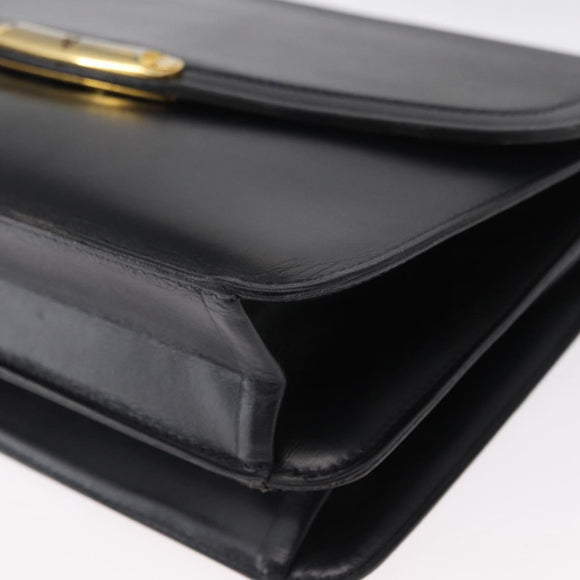 Christian Dior Shoulder Bag Leather 2way Navy Gold Auth SW1926