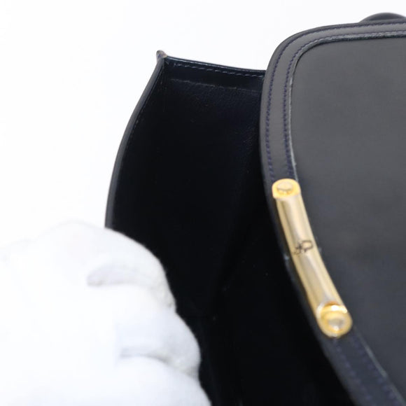 Christian Dior Shoulder Bag Leather 2way Navy Gold Auth SW1926