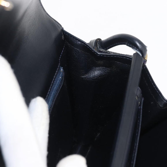 Christian Dior Shoulder Bag Leather 2way Navy Gold Auth SW1926