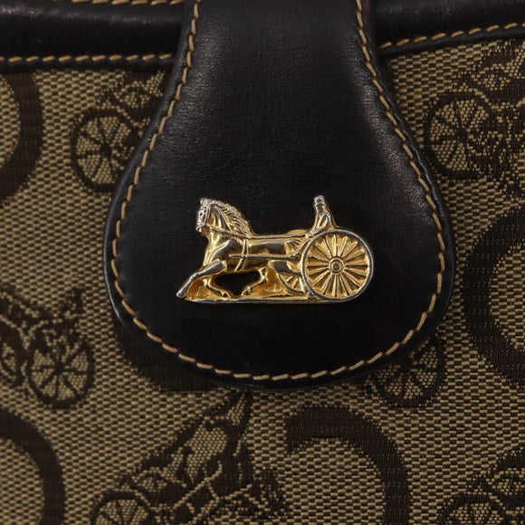 CELINE C Sulky Shoulder Bag Canvas Beige Gold Auth SW1927