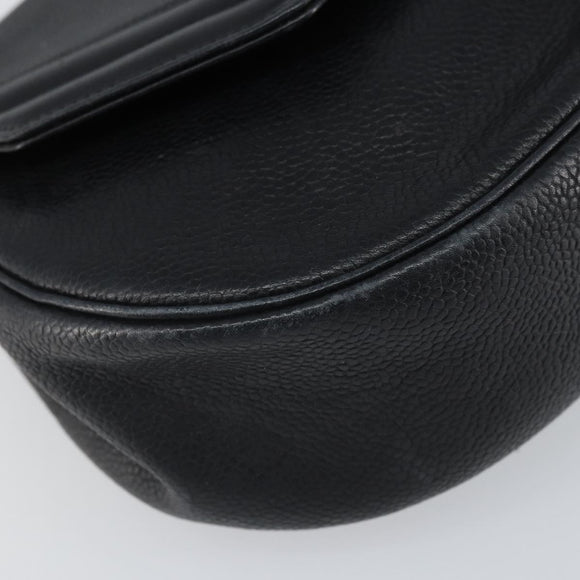 Christian Dior Shoulder Bag Leather Black Gold Auth SW1929