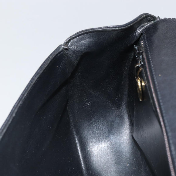 Christian Dior Shoulder Bag Leather Black Gold Auth SW1929