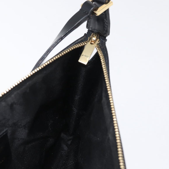 Salvatore Ferragamo Schoudertas Leer Zwart Goud Auth SW1930