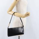 Salvatore Ferragamo Schoudertas Leer Zwart Goud Auth SW1930-20