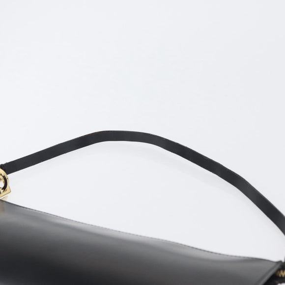 Salvatore Ferragamo Schoudertas Leer Zwart Goud Auth SW1930