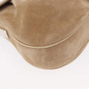 CARTIER Shoulder Bag Suede Beige Silver Auth SW1932-9