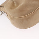 CARTIER Shoulder Bag Suede Beige Silver Auth SW1932-15