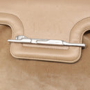 CARTIER Shoulder Bag Suede Beige Silver Auth SW1932-17