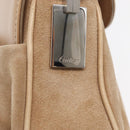 CARTIER Shoulder Bag Suede Beige Silver Auth SW1932-10