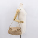 CARTIER Shoulder Bag Suede Beige Silver Auth SW1932-24