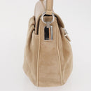 CARTIER Shoulder Bag Suede Beige Silver Auth SW1932-4
