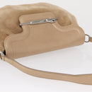 CARTIER Shoulder Bag Suede Beige Silver Auth SW1932-6