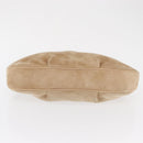 CARTIER Shoulder Bag Suede Beige Silver Auth SW1932-5