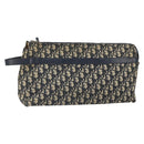 Christian Dior Trotter Canvas Clutch Bag Navy Silver Auth SW1934-1