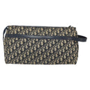 Christian Dior Trotter Canvas Clutch Bag Navy Silver Auth SW1934-3