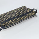 Christian Dior Trotter Canvas Clutch Bag Navy Silver Auth SW1934-6